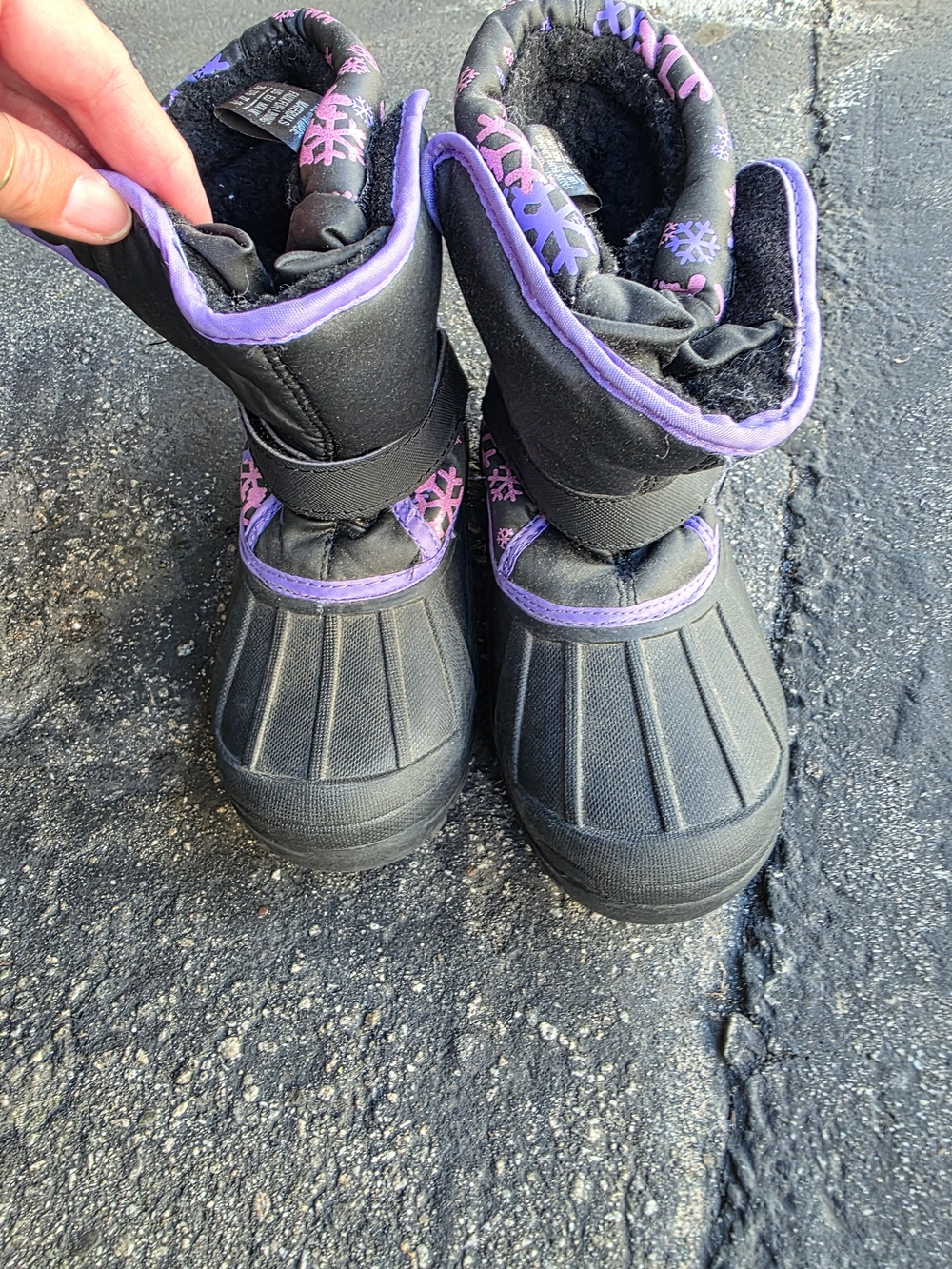 Kids Black and Purple Winter Snow Boots